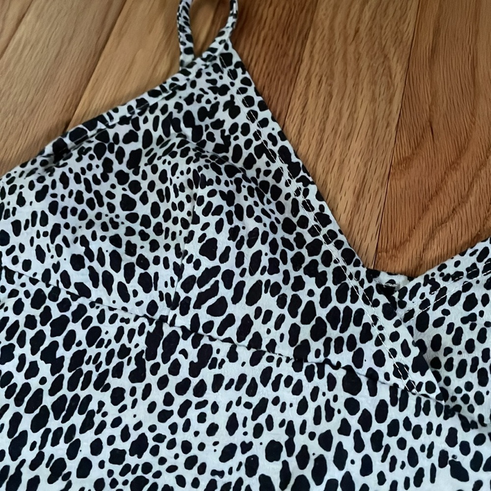 SHEIN Cami Crop Top Womens Small Black White Animal Print Casual Loungewear - Picture 2 of 8